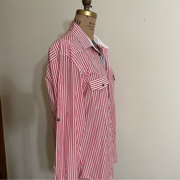 Red Striped Zara Man Tailored Fit Long sleeve Shirt size 16” collar M/L - Picture 4 of 15